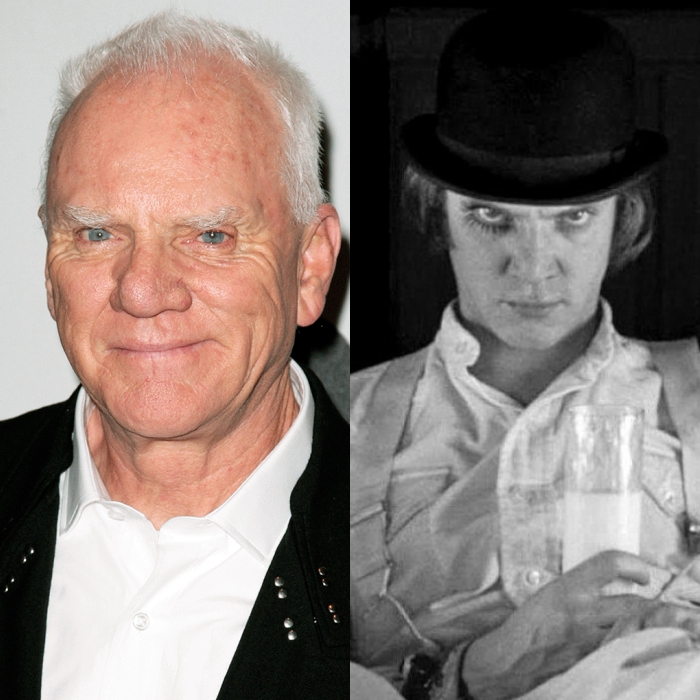 actor Malcolm McDowell en La Naranja Mecánica