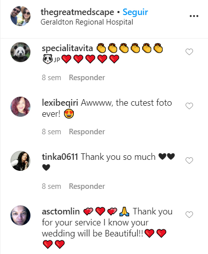 Comentarios en Instagram sobre pareja de doctores que canceló su boda