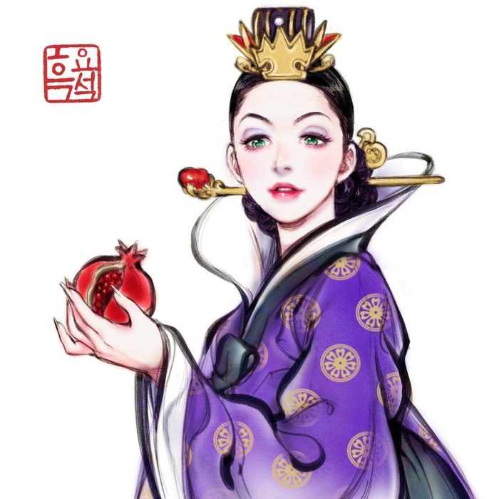 Ilustración digital de la bruja de Blancanieves