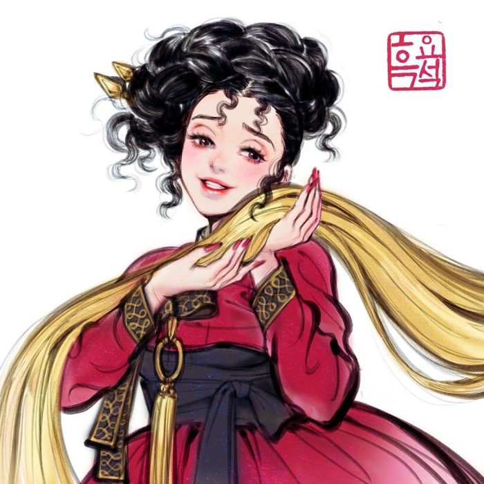 Ilustración digital de Gothel de Enredados