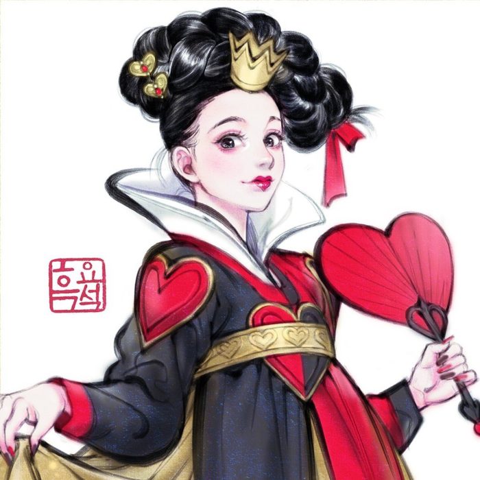 Ilustración digital de la Reina de Corazones de Alicia en el País de las Maravillas