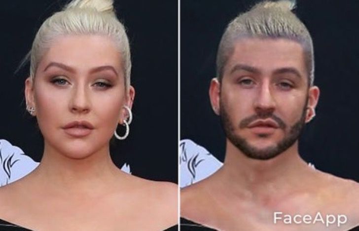 Christina Aguilera si fuera hombre FaceApp 