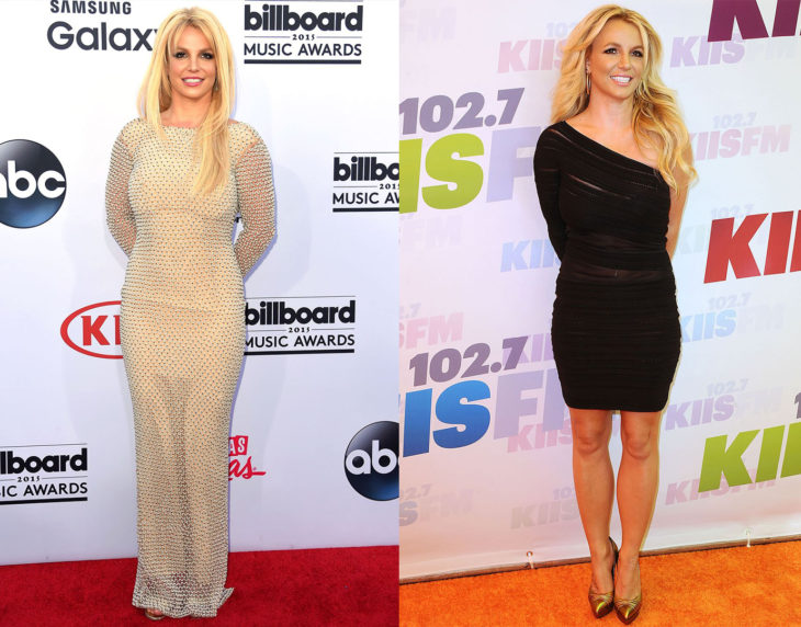Britney Spears posando de la misma manera en las alfombras rojas