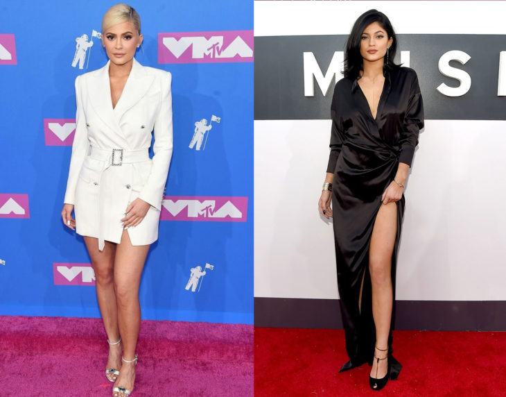 Kylie Jenner posando de la misma manera en las alfombras rojas