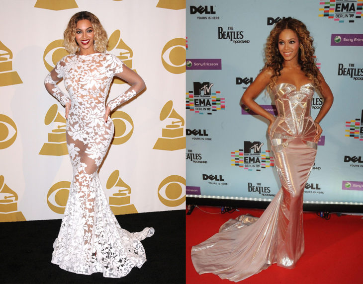 Beyoncé posando de la misma manera en las alfombras rojas