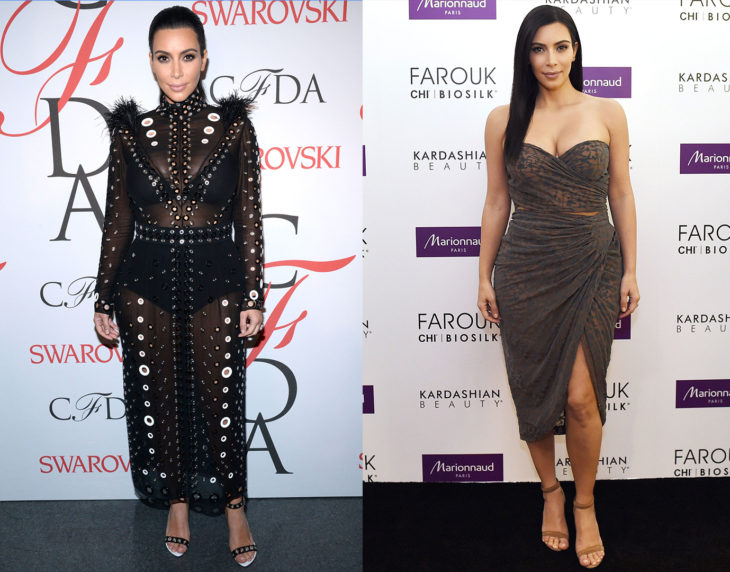 Kim Kardashian posando de la misma manera en las alfombras rojas