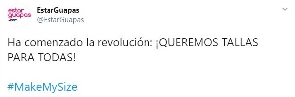 Tweets sobre el movimiento MakeMySize que critica las tallas de la ropa de marca