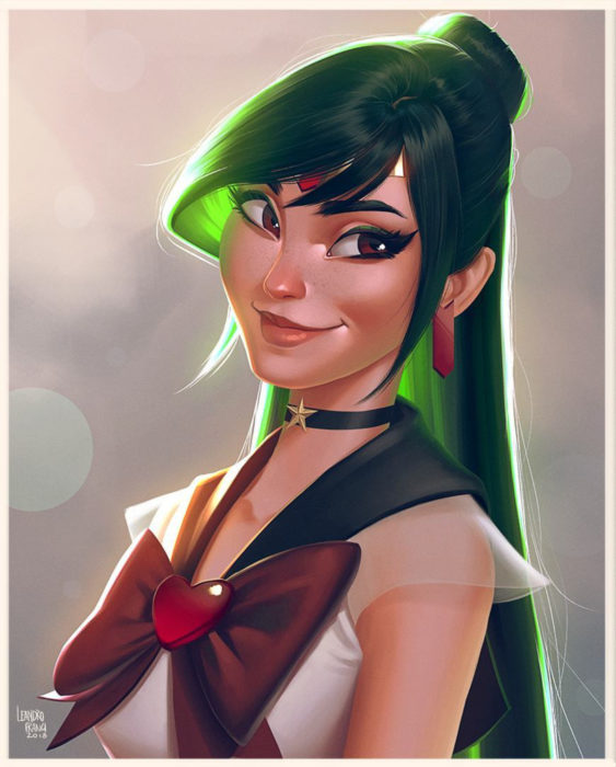 Leandro Franci ilustrador; artista hace ilustración digital de Sailor Moon, Setsuna, Plutón