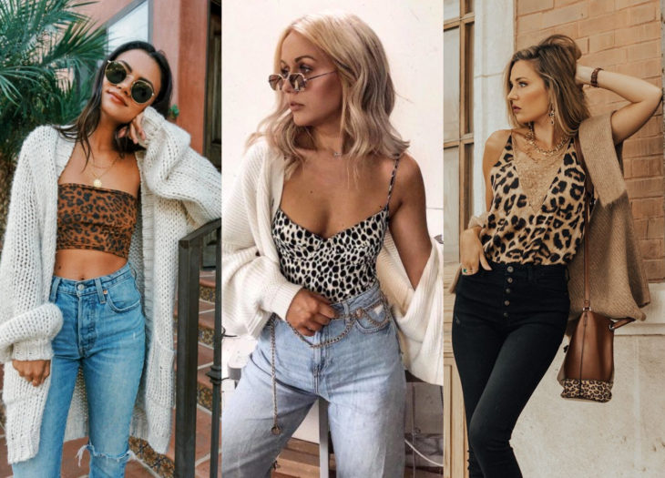 Outfits con prendas de animal print de leopardo y jaguar blanco, tops
