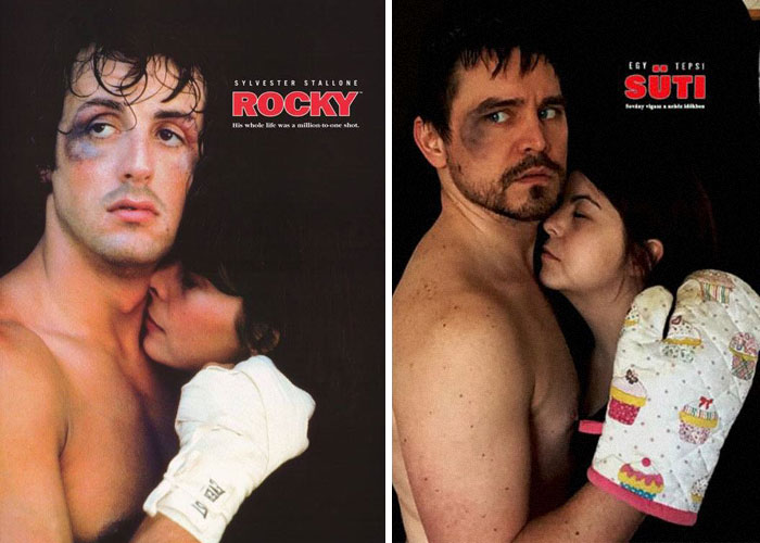 Fanni y Norbert recreando una escena de la película Rocky