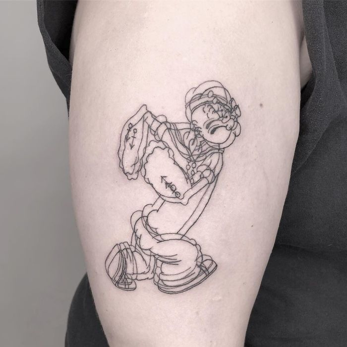 Tatuaje de ilusión óptico de Popeye el marino