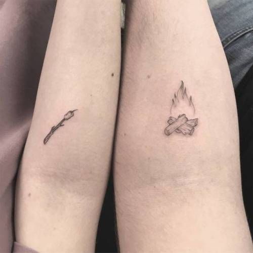 Tatuajes para parejas fogata