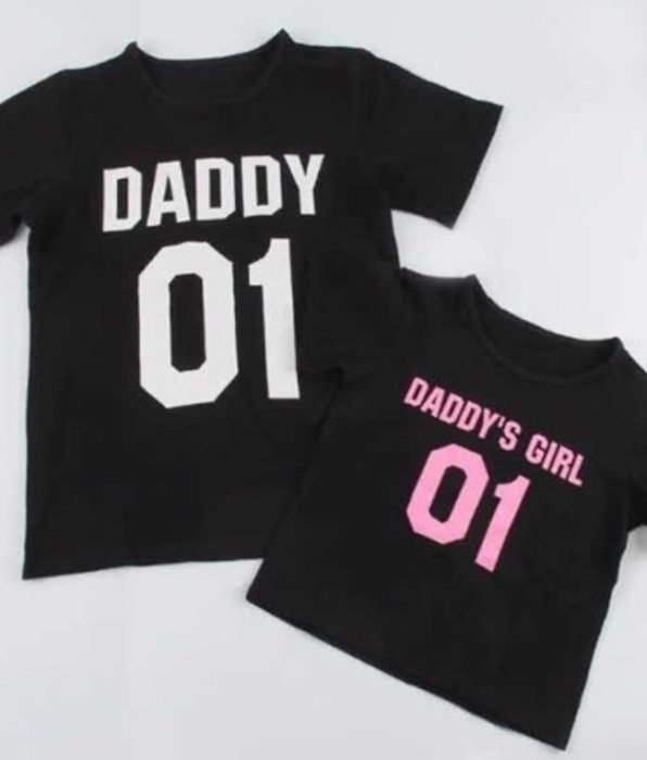 Camiseta de regalo para el día del padre con la frase "Daddy" y "Daddy's girl"