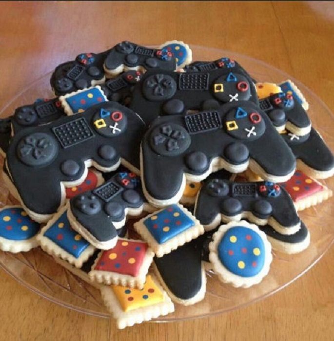 Galletas decoradas para el Día del padre de control de videojuegos
