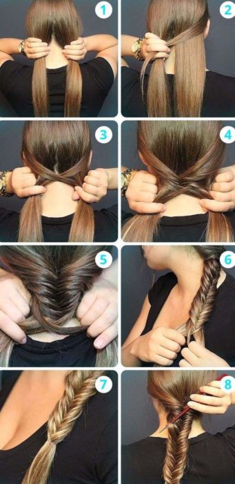 Chica haciendo un tutorial de cómo hacer un peinado sencillo