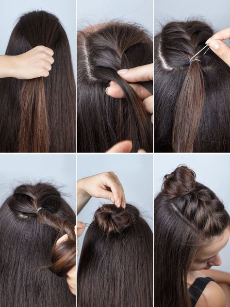 Chica haciendo un tutorial de cómo hacer un peinado sencillo