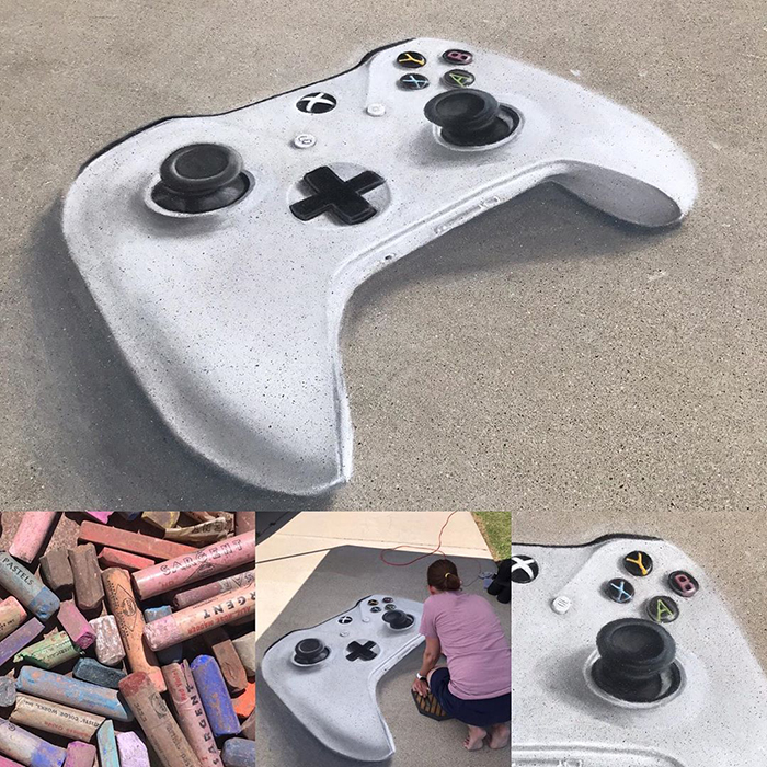 Control de playstation dibujado con tiza