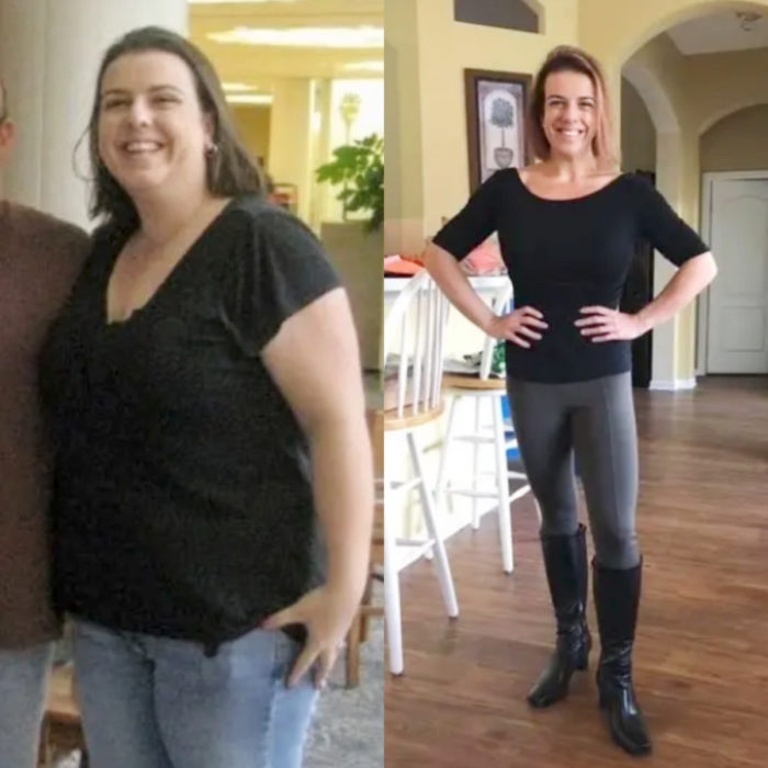 Mujer antes y después de bajar de peso