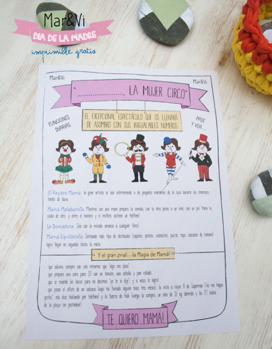 Tarjeta para el Día de la Madre con diseño de circos