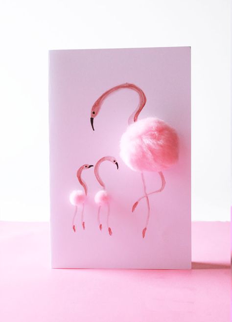 Tarjeta del Día de las Madres en 3D con color rosa y flamingos