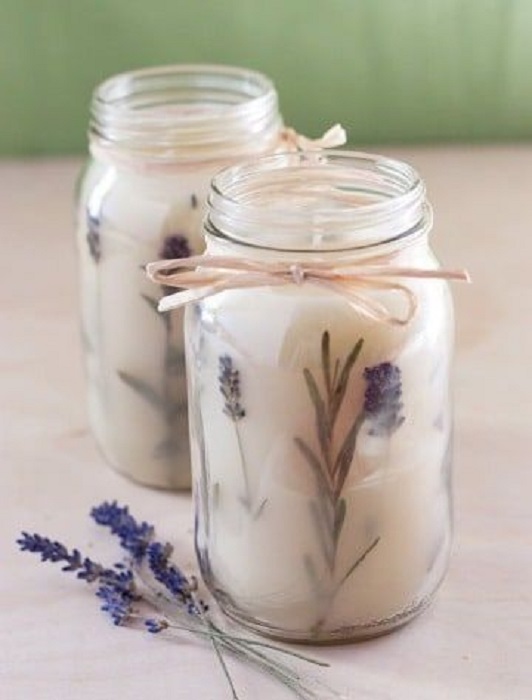 Velas de lavanda hechas en casa