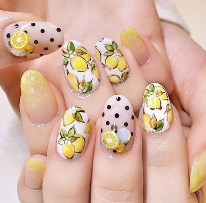 Diseño de manicure de limones