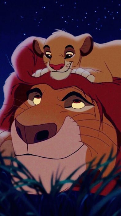 Mufasa con Simba del Rey León