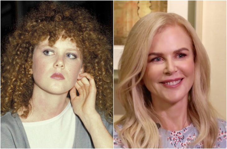 Nicole Kidman de joven con cabello rizado y en la actualidad