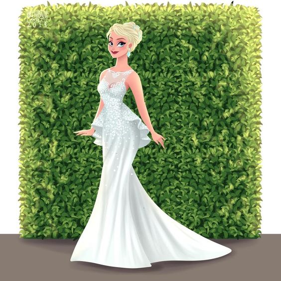 Elsa de Frozen con vestido de novia