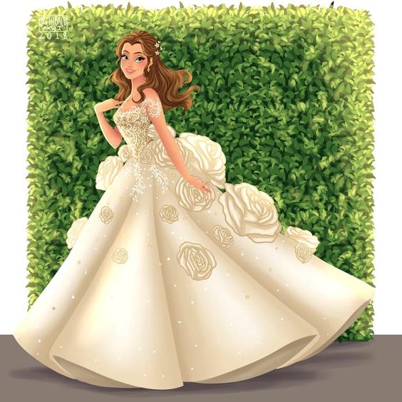 Bella de La Bella y La Bestia con vestido de novia
