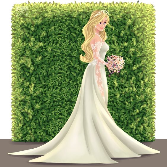 Aurora de La Bella Durmiente con vestido de novia