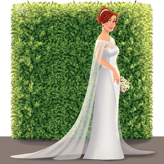 Anastasia con vestido de novia