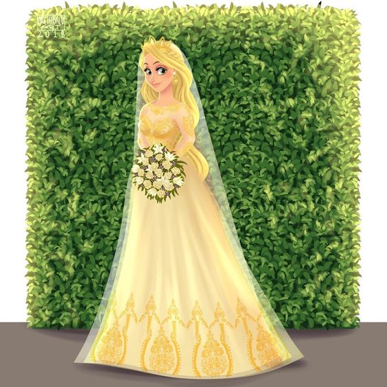 Rapunzel con vestido de novia