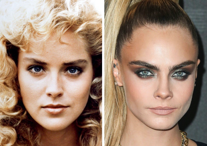 Comparación de belleza entre Sharon Stone y Cara Delevingne