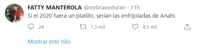 Comentarios en Twitter sobre enfrijoladas de Anahí