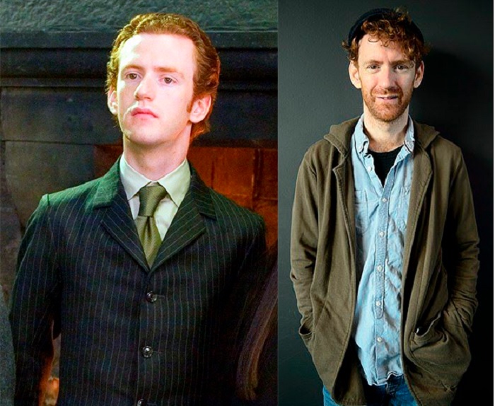 Foto comparativa del personaje Percy Weasley, con el actor que le dio vida Chris Rankin