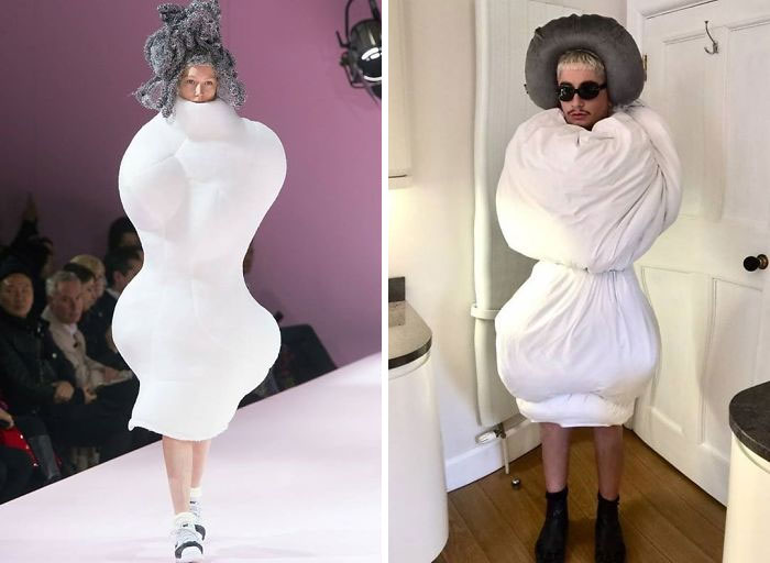 Hacen ropa de pasarela con objetos que tienen en casa