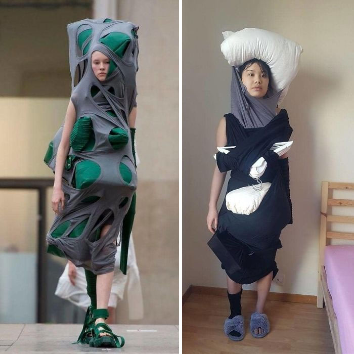 Hacen ropa de pasarela con objetos que tienen en casa