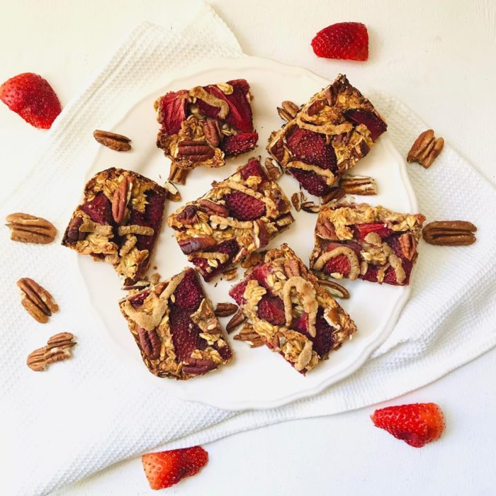 Snack saludable de barritas de fresa