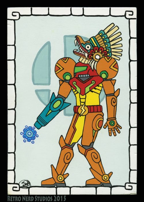 Ilustraciones de personajes de Nintendo imaginados como deidades de la cultura maya 