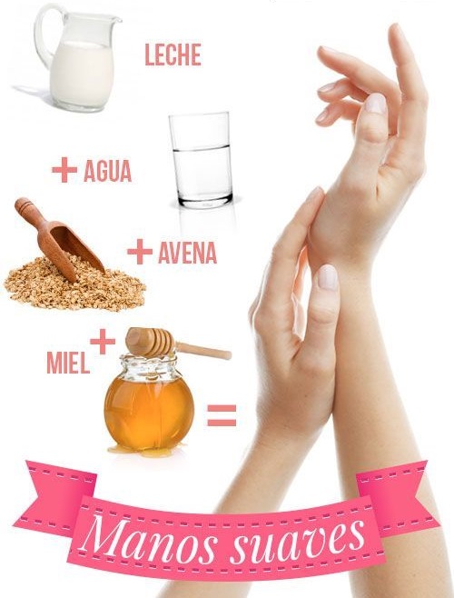 Infografía con mascarilla hidratante para manos