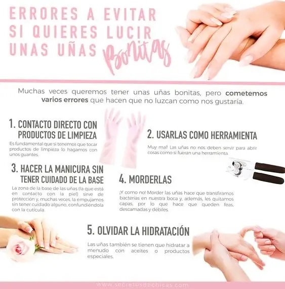 Errores que debes evitar para tener unas uñas bonitas infografía