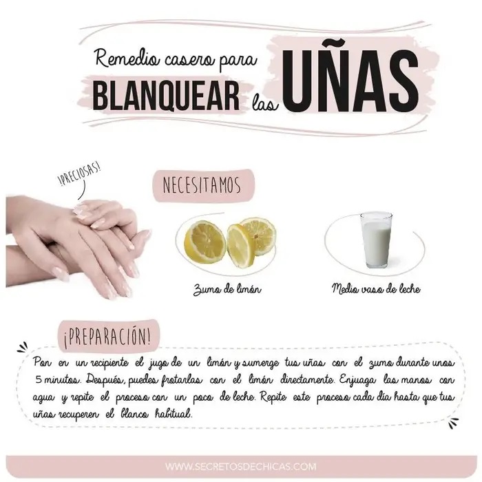 Infografía para blanquear tus uñas en casa