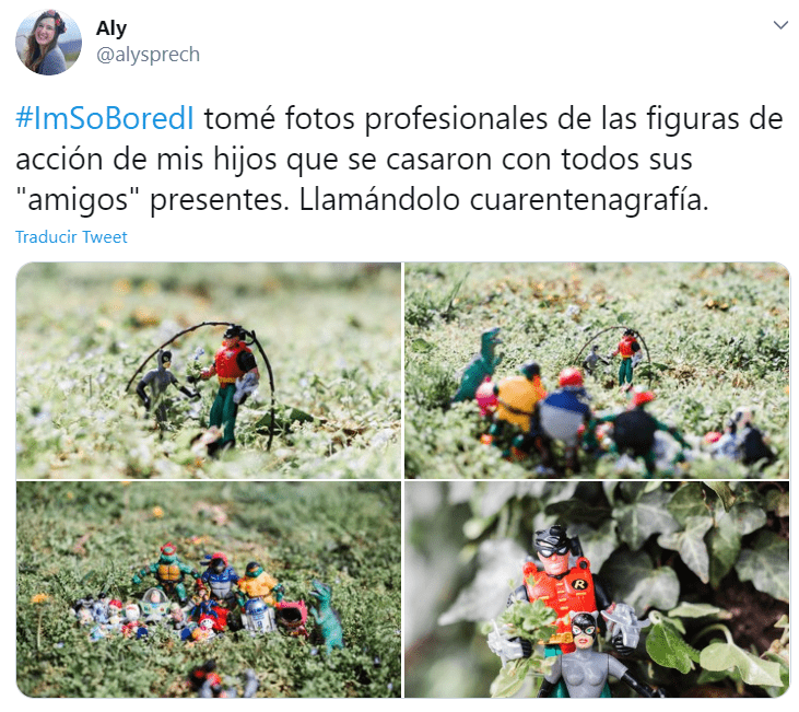 Captura de Twitter con fotografías de juguetes