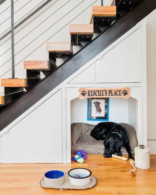 Casa de perrito debajo de escalera