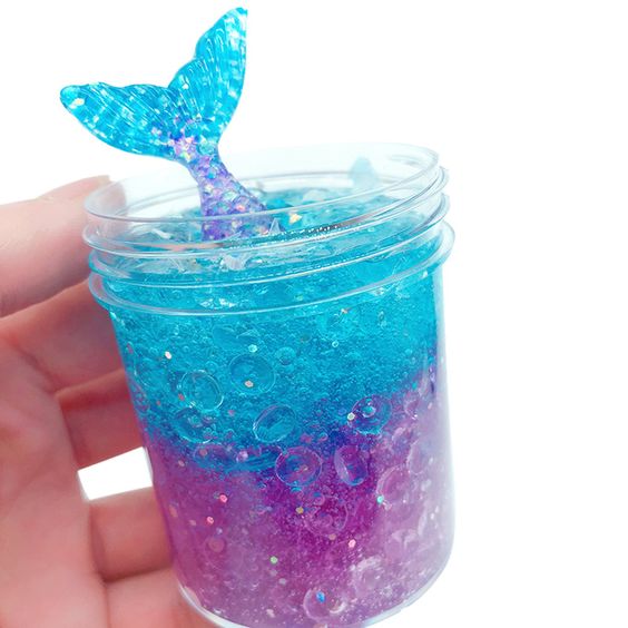 Slime de colores con glitter envasado