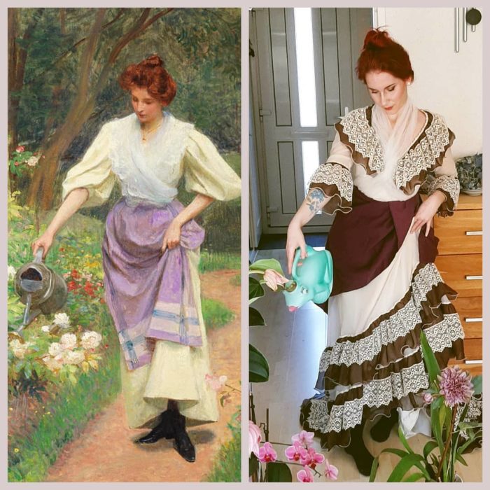 Réplique de la pintura Watering The Garden, de Victor Gabriel Gilbert