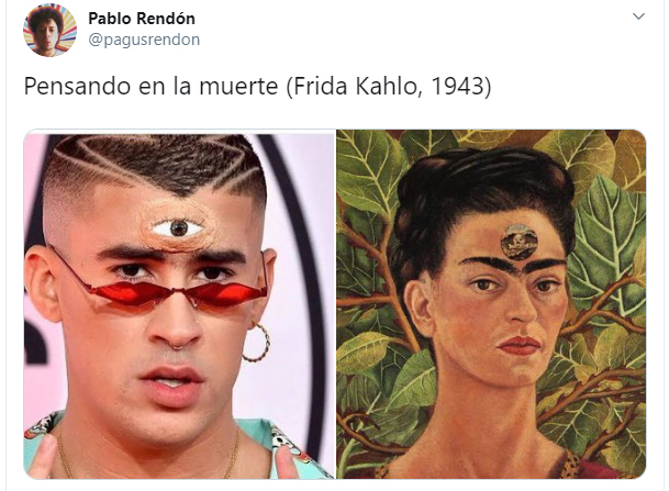 Hilo de twitter en el que se compara a Bad Bunny con diferentes obras de arte famosas