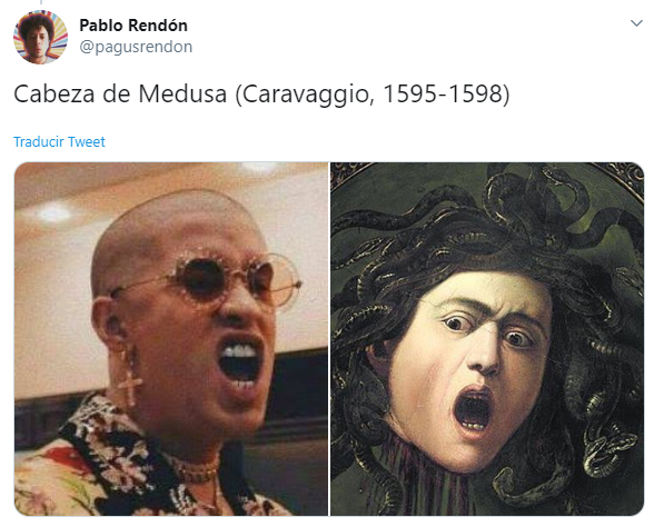Hilo de twitter en el que se compara a Bad Bunny con diferentes obras de arte famosas
