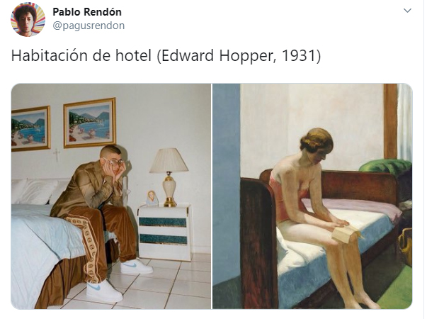 Hilo de twitter en el que se compara a Bad Bunny con diferentes obras de arte famosas